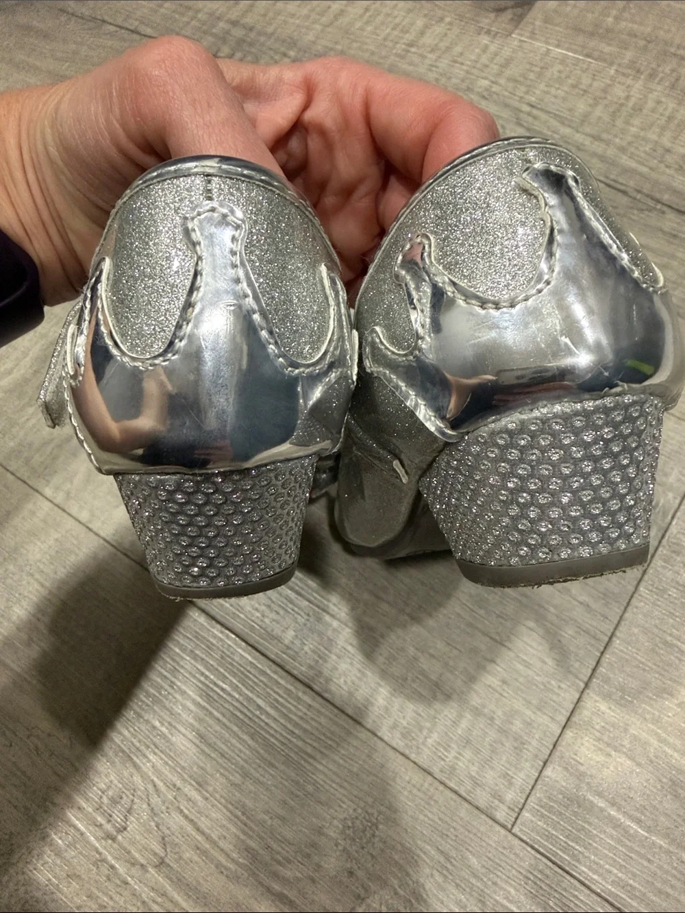 Girls Sparkle Silver Bow Princess Heels